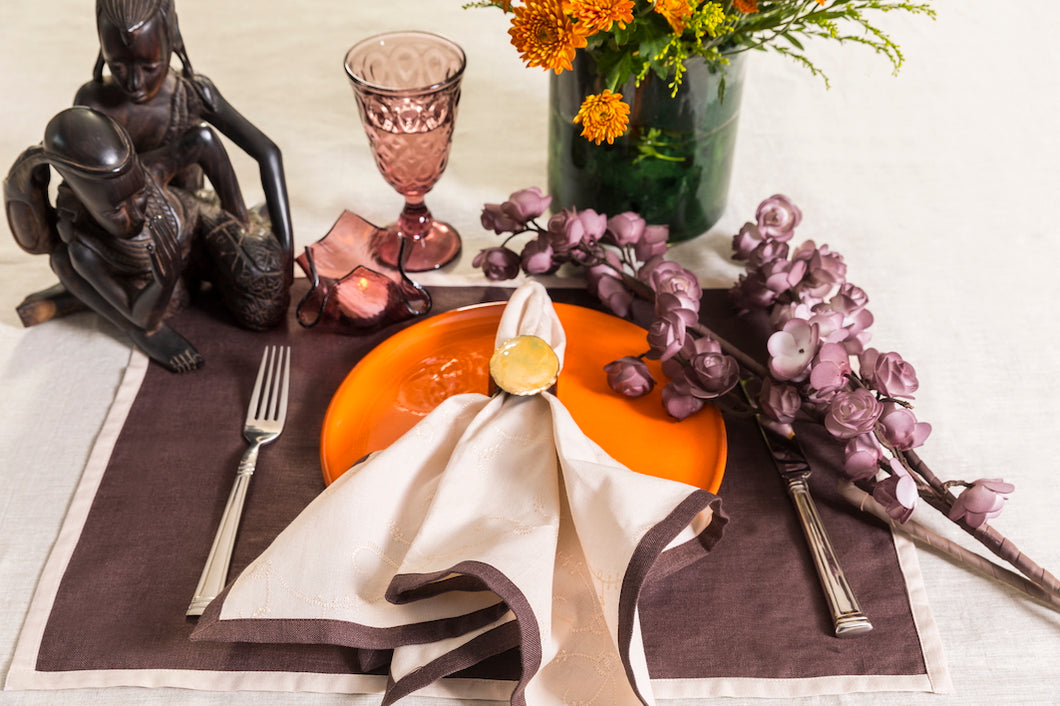 Cappuccino Mat and Napkin, set of 4